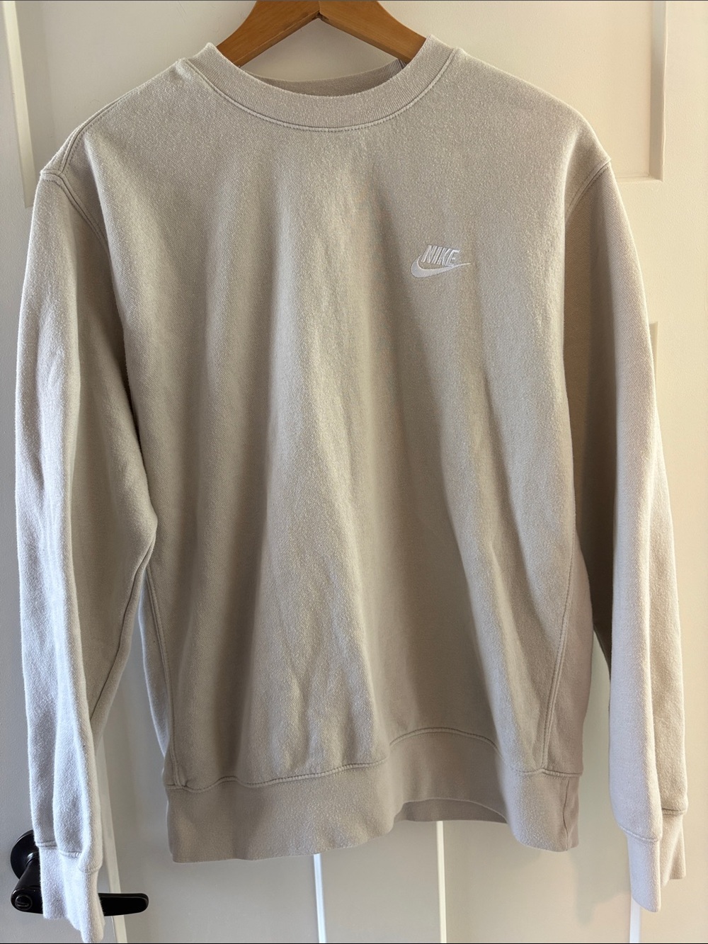 Nike Crewneck Sweatshirt in Light Beige with White Logo